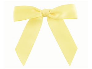 3 1/2 Pre-tied Satin Bow, 100 Pk - Yellow